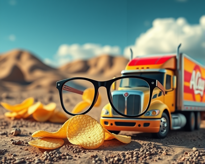 potato chip, glasses, truck